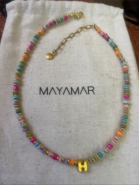 H - Initial Multicolor Beaded Necklace l - Women's Jewel